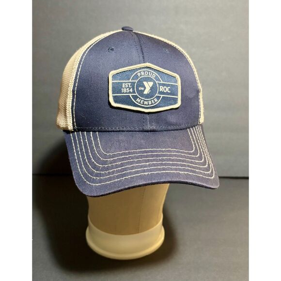 OTTO Mesh Trucker Hat – “Proud Member ROC YMCA” Navy & Tan Baseball Cap OSFM - Picture 1 of 5